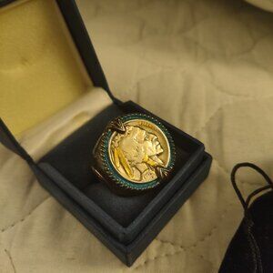 Bradford Exchange 1929 U.S. Indian Head Nickel Solid Sterling Silver Ring w/Box